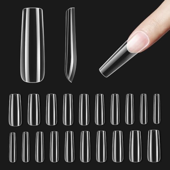 Beetles Gel Nail Tips, 500Pcs Pre-shaped Long Square - color: Long Square 500pcs (Clear)
