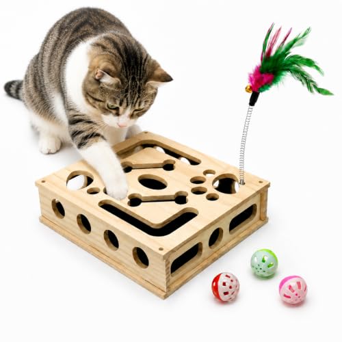 Cat Nail File Scratch Enrichment Box for Indoor Cat with Sandpaper BellBall