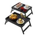 Youpehom Bamboo Bed Tray Tables with Folding Legs, Medium, 2-Pack, Black - color: Black-2 Pack, size: Medium