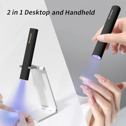 UV Light for Gel Nails, Mini UV LED Nail Lamp Handheld with Stand - size: Z-Black