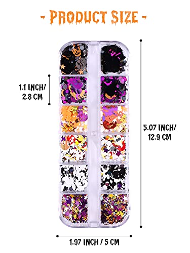 EBANKU Halloween Nail Glitter 3 Boxes Halloween Confetti Pumpkin Ghost - color: Halloween - 3P B
