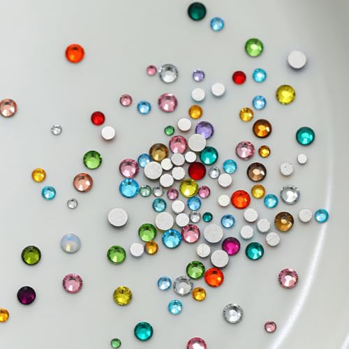 1440pcs Shiny Zircon Nail Rhinestones Colorful Zircon Mini Nail Clear Rhinestones Multi Shapes Crystal Nail Gems Multi-Color Flatback Gemstones Nail Accessories Nail Supplies - color: Multicolor Gem-B