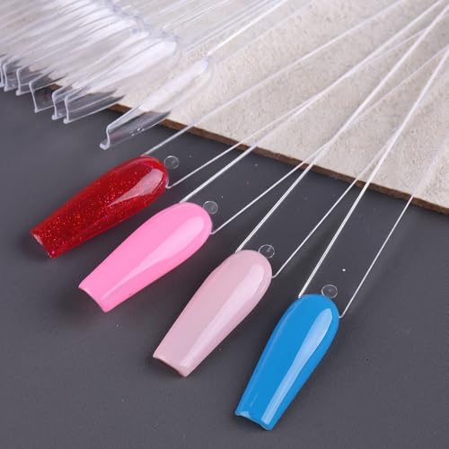 150 Pcs Nail Polish Swatch Sticks with Ring, Clear Coffin Shaped - color: Clear Ballerina 150pcs