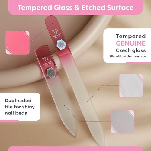 Bona Fide Beauty Czech Glass Nail File and Shiner Duo Set (Pink) - color: Pink