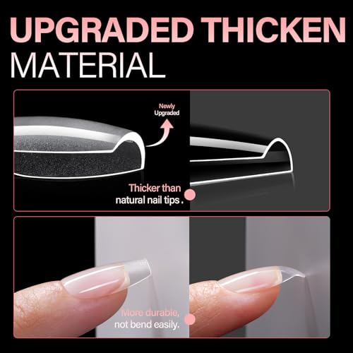AILLSA Medium Coffin Full Cover Matte Thickened Nail Tips