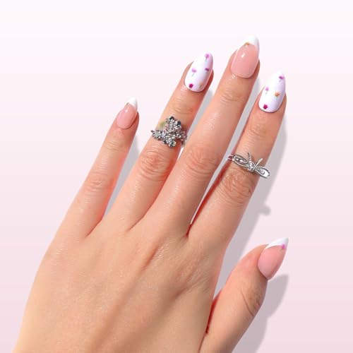 Nail Reformation Press On Nails, Milky White Short Almond 16 Sizes 32 Pcs - color: Flower Bed