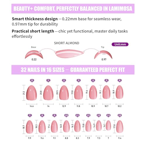 LAMIMOSA 32Pcs Brown–Red Polka Dot Press On Nails Short Almond. DOT DOT DOT - color: Dot Dot Dot