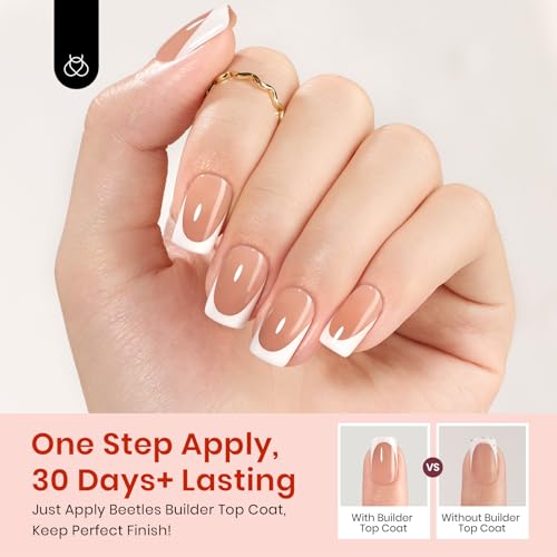 Beetles Press On Nail Kit- Short Square French Tip Nails, 224Pcs Brown - color: F - Brown French - S