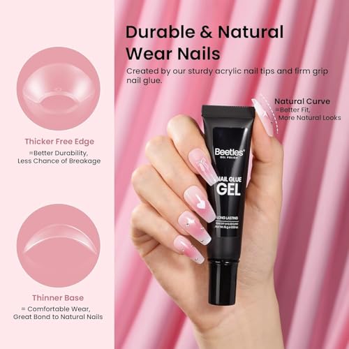 Beetles Gel Nail Kit Medium Coffin with Nail Dehydrator and Primer 576Pcs