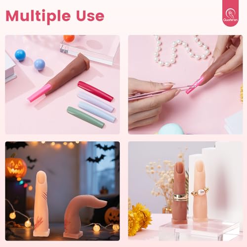 2PCS Silicone Practice Fingers for Acrylic Nails, Square Base, No.1 - color: Square Base-2PCS Color 1