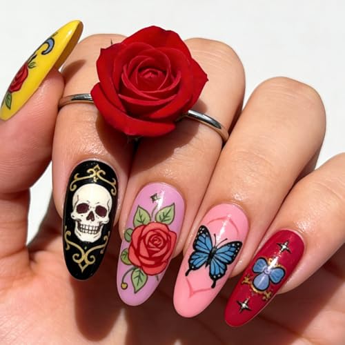 6 Sheets Nail Stamping Plate Skull Rose Nail Art Stamp - color: Skull Rose