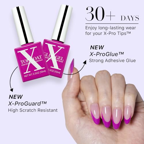 SXC Cosmetics French Tip Press On Nails – Purple Series, Medium Almond, X-Pro Tips Starter Kit | 150PCS, 15 Sizes, 5 Styles, Beginner-Friendly - color: Purple - M Almond