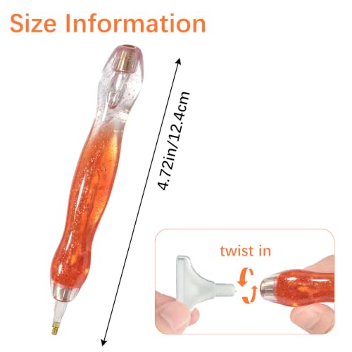 CXJINZE 9 Pcs Plastic 5D Diamond Art Pens Kit,Orange - color: Orange-9pcs