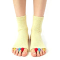 Foot Alignment Socks with Toe Separators, Toeless Yoga Massage Socks - color: Yellow