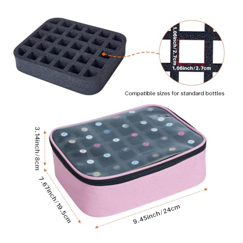 Small Clear Nail Polish Organizer Holds 30 bottles(15ml-0.5fl.oz) Nail Polish Case Multifunctional Nail Polish Bag organizer, Cosmetic Travel Makeup Cases for Women Pink - color: Pink, size: 1Pcs-30 bottles