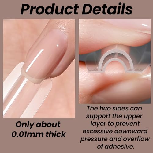 Sandwich Nail Dual Forms - 240Pcs | Almond Round Shape Nail Extension Kit with Alignment Guides | Reusable Mold for Builder Gel & Polygel (Long coffin shape) - color: Long coffin shape