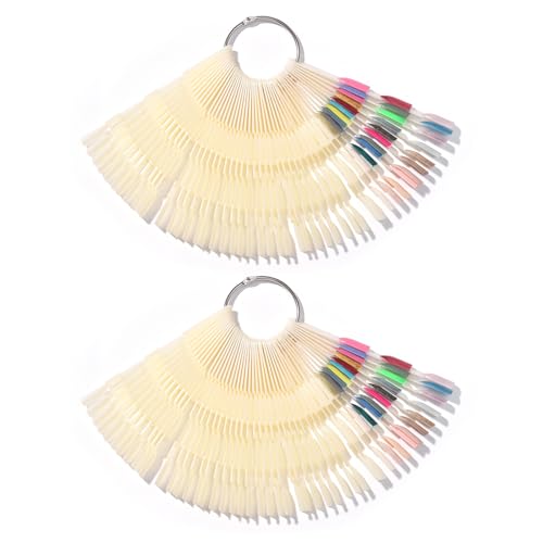 300 Tips Nail Swatch Sticks with Ring 3 in 1 Nail Display Sticks - color: Natural