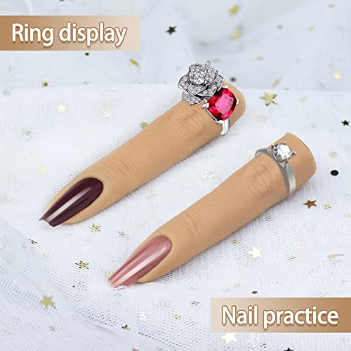Silicone Practice Fingers for Acrylic Nails, Bendable Nail Training Finger Soft Silicone Fake Finger to Practice Fake Nails, Flexible Nail Practice Fingers Hand for DIY Nails - color: 3# Silicone Finger
