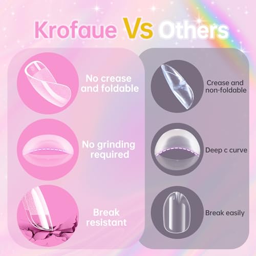 Krofaue Kids Fake Nails - Squared Half Matte Acrylic Nail Tips - color: 240 PCS Half Matte Squared Oval Kids Nail Tips
