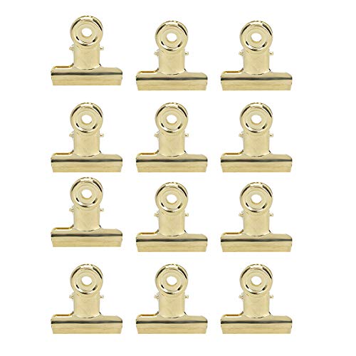 12 PCS Nail Clip, Curve C Nail Extension Clips, File Clip or Nail Pinching Clips, Multi-function Nail Art Accessories for Nail Acrylic Extension and Fixation(golden)