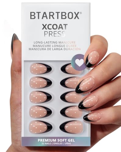 BTArtbox Halloween Press On Nails, Black French Tip Nails, 32 Pcs Full Kit - color: A1-Dot Couture