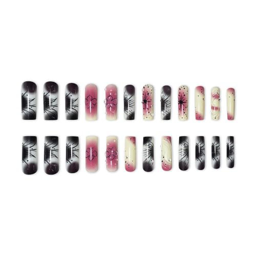 Long Square Press on Nails Gradient Fake Nail for Women 24Pcs - color: 39