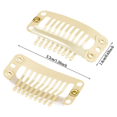 WILLBOND 30 Pcs Wig Clips Hair Extensions, 9-Teeth 32 Mm, Beige - color: Beige