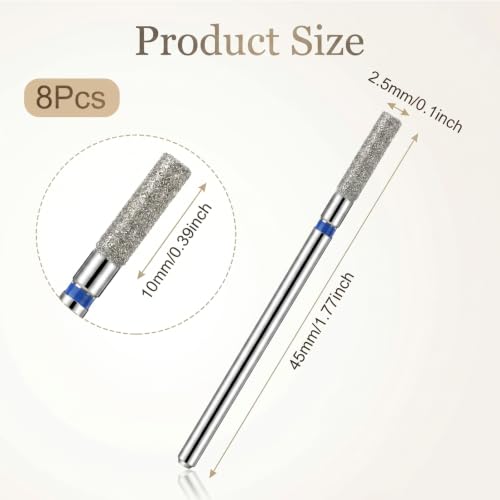 8Pcs Cuticle Nail Drill Bit Set 3/32" Shank Set Steel Color