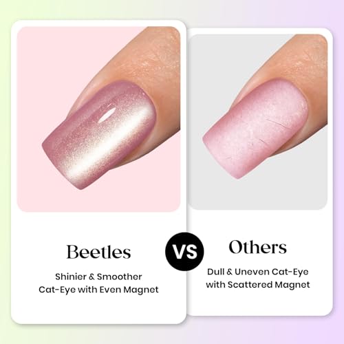 Beetles X Press Cat Eye Nails - 7 Colors Medium Almond Press On Nails - color: 2 - Bubble CatEye - M