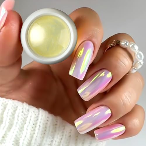 12 Jars Pearl Chrome Nail Powder, Iridescent Aurora Powder - color: F-123+F-124+6pcs sponge sticks