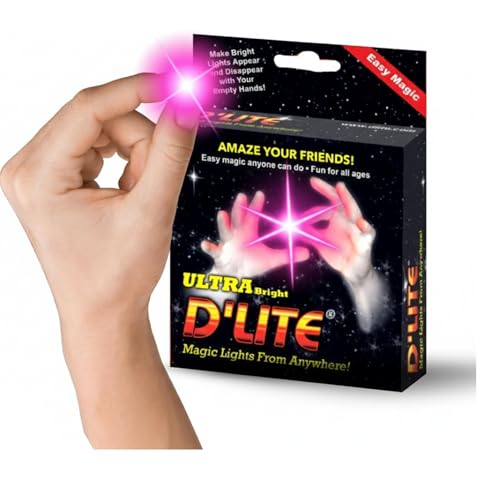 D'lite Magic Thumb Lightup Trick Set / 2 Original Amazing Ultra Bright Light Magic Fingers - Closeup & Stage Magic Tricks - Easy Illusion Anyone Can Do It - Magic Trick for Adults (Regular Pink) - color: Regular Pink