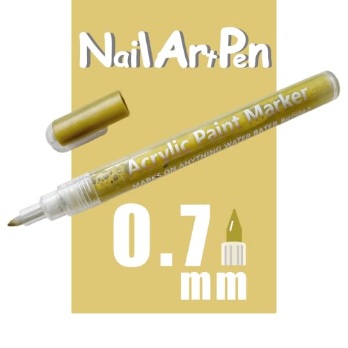 Nail Art Pen, 0.7mm Fine Tip, Gold, 1 PCS - size: 1 Count (Pack of 1)