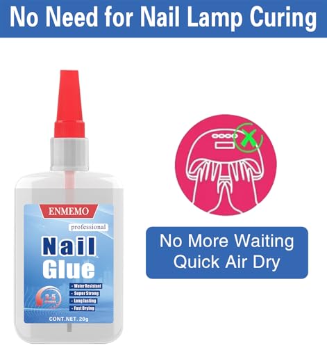 (2-in-1)20ml Nail Glue with Brush Applicator&Nozzle,Nail Tips,Press on Nail