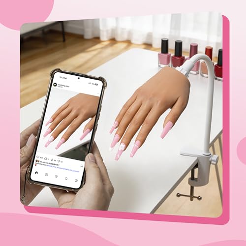 Practice Hand for Acrylic Nails, Silicone Hand, 120 Tips & Stand - color: light skin