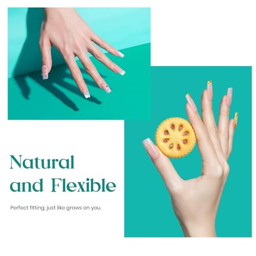 Beetles Medium Square Nail Tips, 500Pcs Nail Kit Medium Square - color: Medium Square 500pcs (Clear)