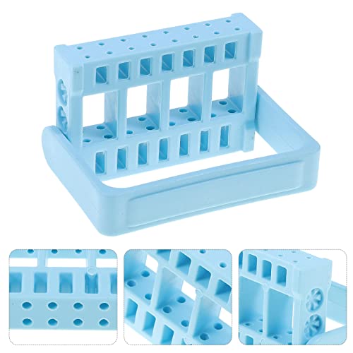 Beaupretty Nail Grinding Tool Box with 16 Holes Portable Manicure Organizer Compact Nail Drill Bits Holder for Home and Professional Use - color: Light Blue