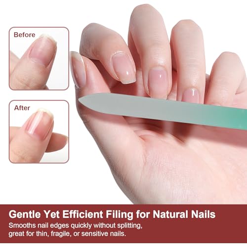 Glass Nail File, with Case, Nail Files for Natural Nails, Double-Sided Etched Gentle Nail Care, Women or Adults, Unique Gifts,1 Piece,Black,0.12x0.39x5.5 in - color: Black