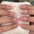 Press on Nails Almond - Gilded Lines, Embossed Flower, Polka Dots - color: Style-33