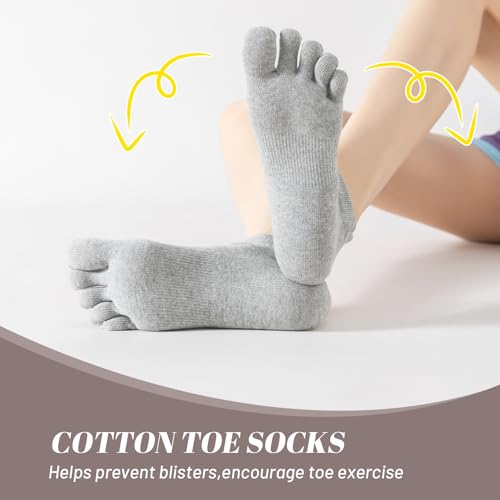 Toe Socks Women, Ankle Cotton Five Fingers Socks for Running - color: 5 Pairs (2 White+2 Black+1white)