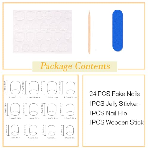 French Tip Press on Nails Short Square Fake Nails Leaves Glitter Designs - color: 32