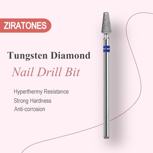 Cuticle Nail Drill Bit, Pro Diamond Cuticle Bits for Nails Nail Buffer Bit Nail Trimer, Under Nail Cleaner Cuticle Remover Nail Prepare for Nail Salon Manicure(Tapered-Medium)