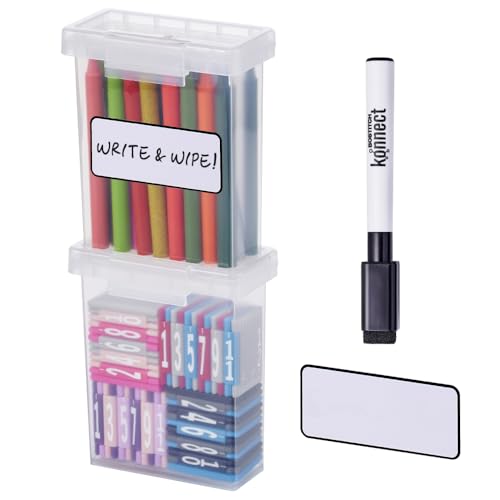 Bostitch Konnect Storage Containers with Lids, Office Organizer, Clear Plastic Box, Stackable for Crayons, Q-tips, Office Supplies, Labels, 0.5 Qt, 2 Pack - size: 0.5 Qt 2 Pack
