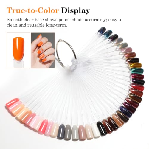 PEACECOLOR 100 Pcs Nail Swatch Sticks with Ring, 120 Blank Number & Box - color: 100pcs nail swatch sticks