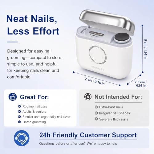 Electric Nail Clipper for Seniors, Automatic 2-in-1 Trimmer & Polish - color: White