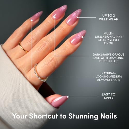 Glamnetic Press On Nails - Medium Almond, Velvet Fake Nails 30 Pc Full Kit - color: The Beauty Blueprint