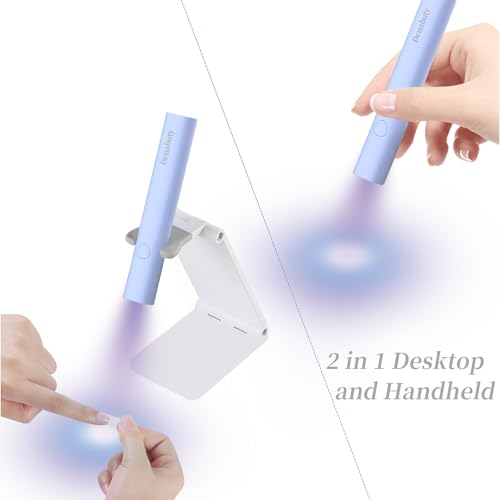 UV Light for Gel Nails, Mini UV LED Nail Lamp Handheld with Stand - size: Blue