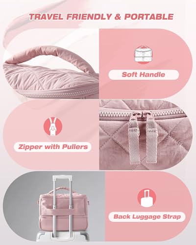 Marscamd Quilted Nail Polish Organizer Bag Holds 42 Bottles and Nail Lamp - color: Pink