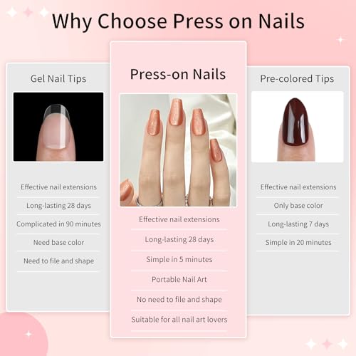 Brown Cat Eyes Press On Nails,12 Sizes-24 Pcs Soft Gel Light Brown Medium Coffin Fake Nails Kit with Nail Glue, Natural Reusable Stick On False Nails for Women and Girls (Skycloud Brown Nails) SK0826 - color: SK0826-Brown