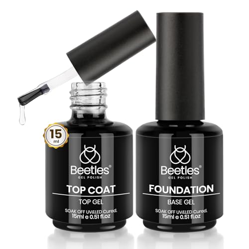 Beetles Gel Base and Top Coat Set 2Pcs 15ml Soak Off Nail Polish - color: G-Clear-2