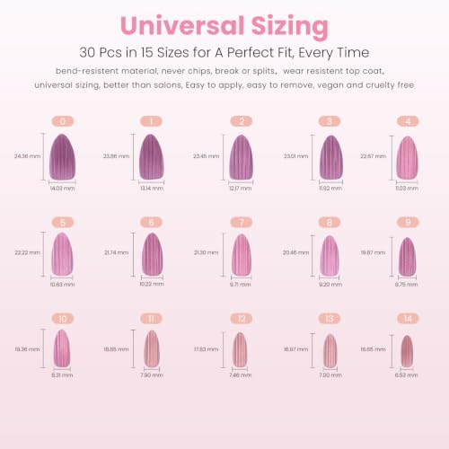 Nail Reformation Lavender Luster Press On Nails, Medium Almond, 30 Pcs - color: Lavender Luster